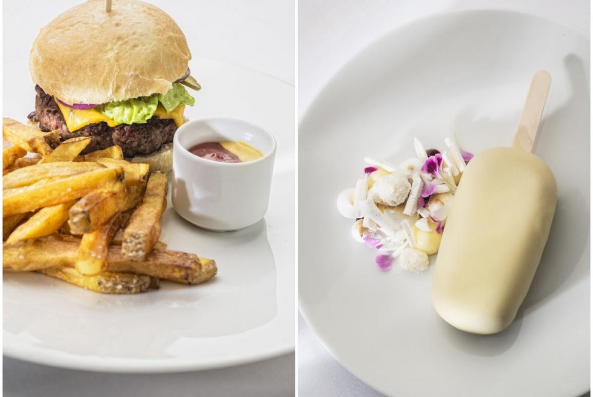 assiette burger frite et magnum blanc en dessert - que faire à la baule en famille